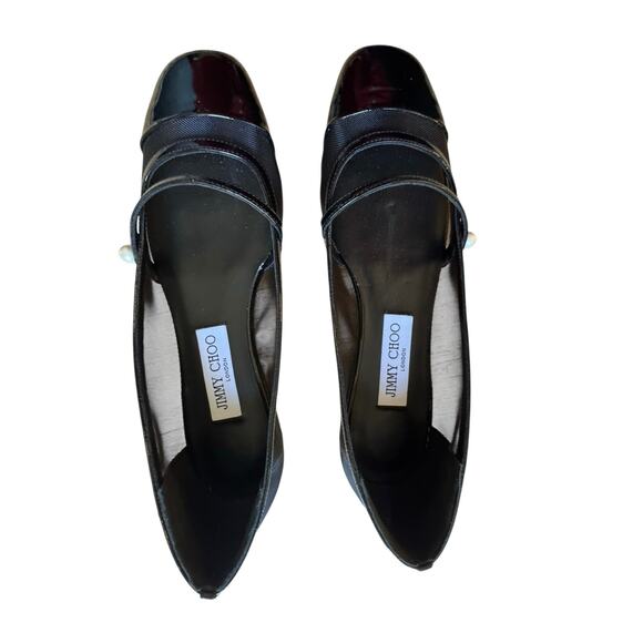 Jimmy Choo NIB Elisa Mesh Patent Leather Flat in Black Size 38 - Picture 9 of 11
